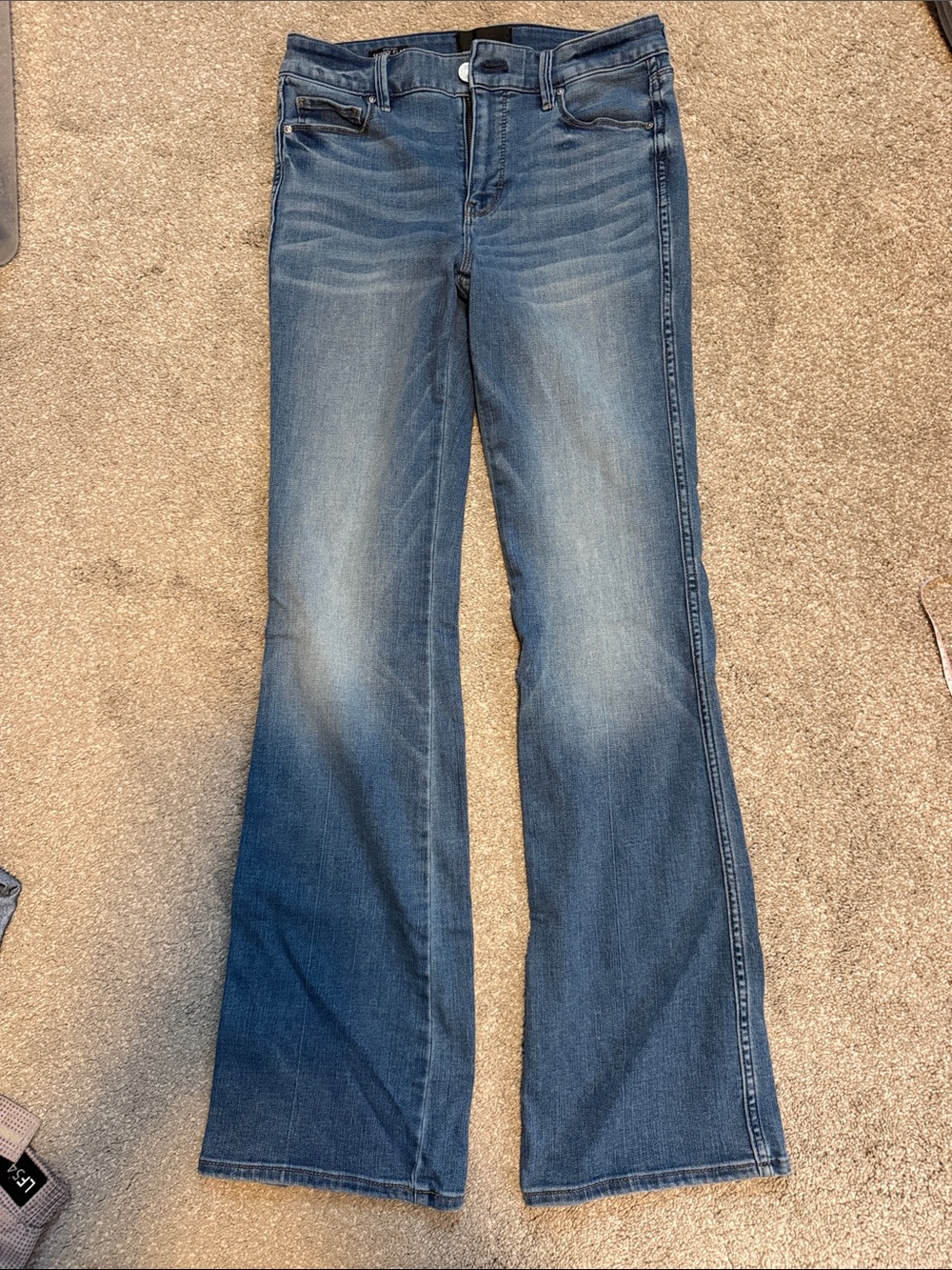 White House Black Market High-Rise Skinny Flare Blue Jeans